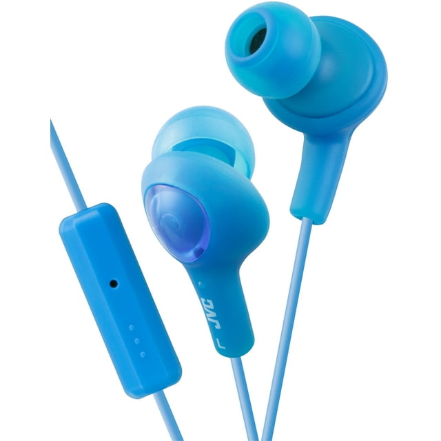 JVC HAFR6A Gumy Plus Earbuds Headphones with Mic and Remote (Blue)
