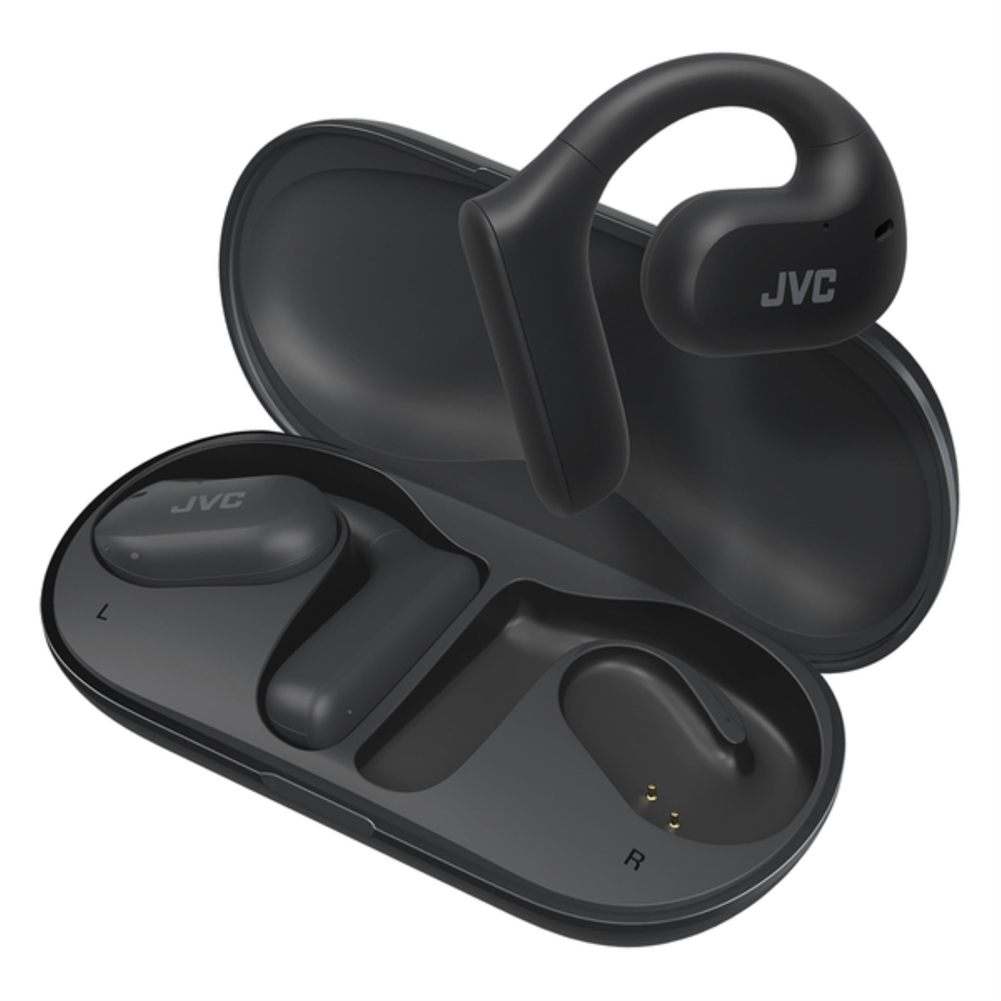 JVC HANP35TB Bluetooth Nearphones, True Wireless with Charging Case, Black,  HA-NP35T