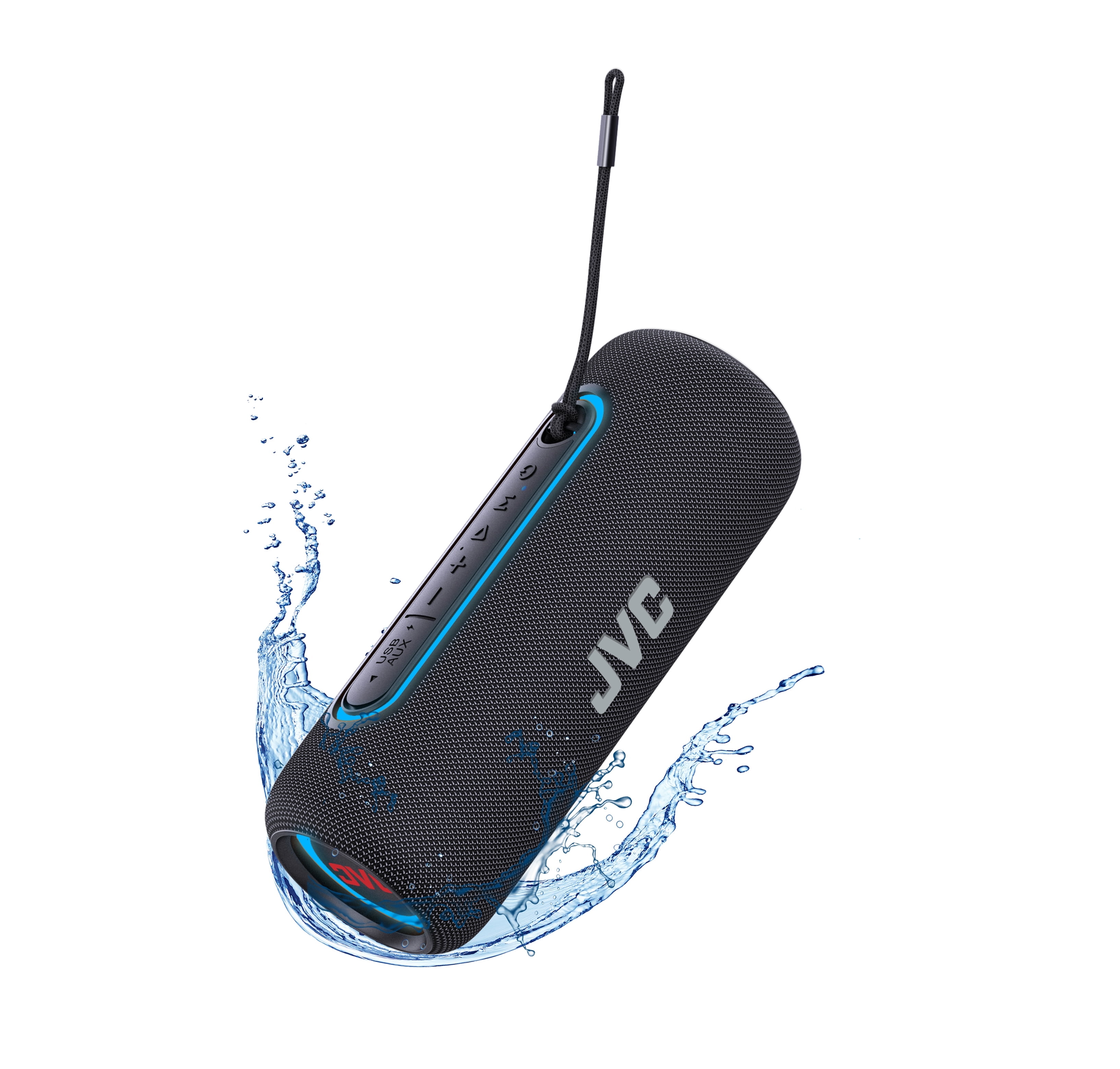 JVC Illuminated Portable Wireless Speaker with 20W max outputs, Dynamic Sound, Bluetooth 5.0, TWS Capability, USB-C, IPX5, AUX in, up to 5-Hour Battery Life - SPPA5BTB (Black)