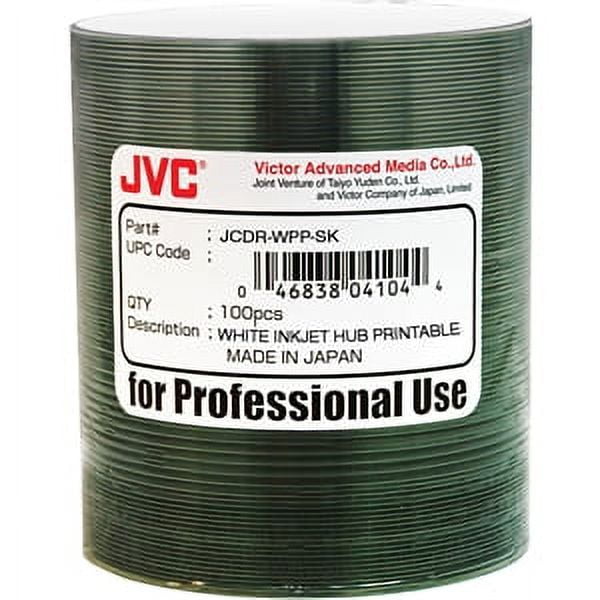 JVC 52X CD-R Recordable Blank Burner, White Inkjet Hub Printable Media ...
