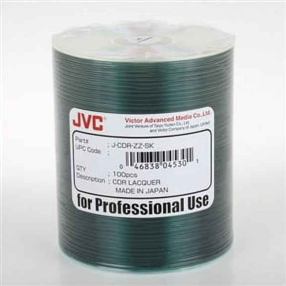 JVC (J-CDR-ZZ-SK) 52X CD-R Silver Lacquer Media Tape Wrap - 100 Pack