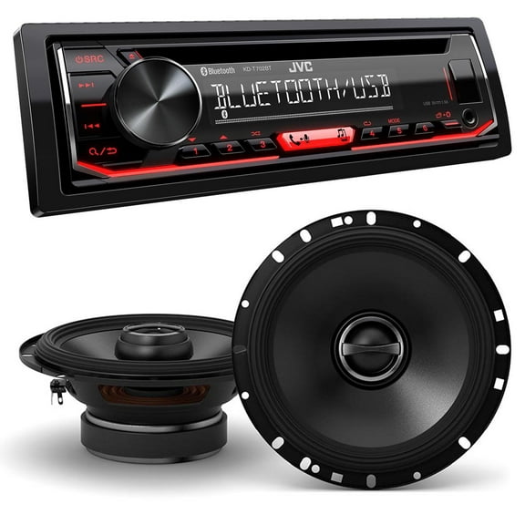 JVC KD-T720BT 1-DIN CD Receiver with Bluetooth Wireless Technology and USB/AUX Input with Alpine 1 Pair S-S65 6.5" Coax Speakers