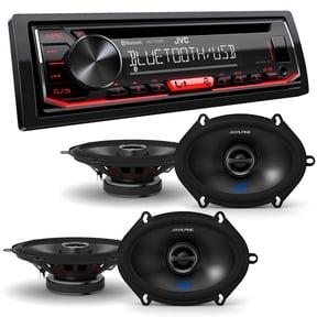 JVC KD-T720BT 1-DIN CD Receiver with Bluetooth Wireless Technology and USB/AUX Input with Alpine 2 Pairs S-S57 6x8/5x7" Coax Speakers