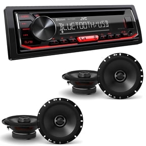 JVC KD-T720BT 1-DIN CD Receiver with Bluetooth Wireless Technology and USB/AUX Input with Alpine 2 Pairs S-S65 6.5" Coax Speakers
