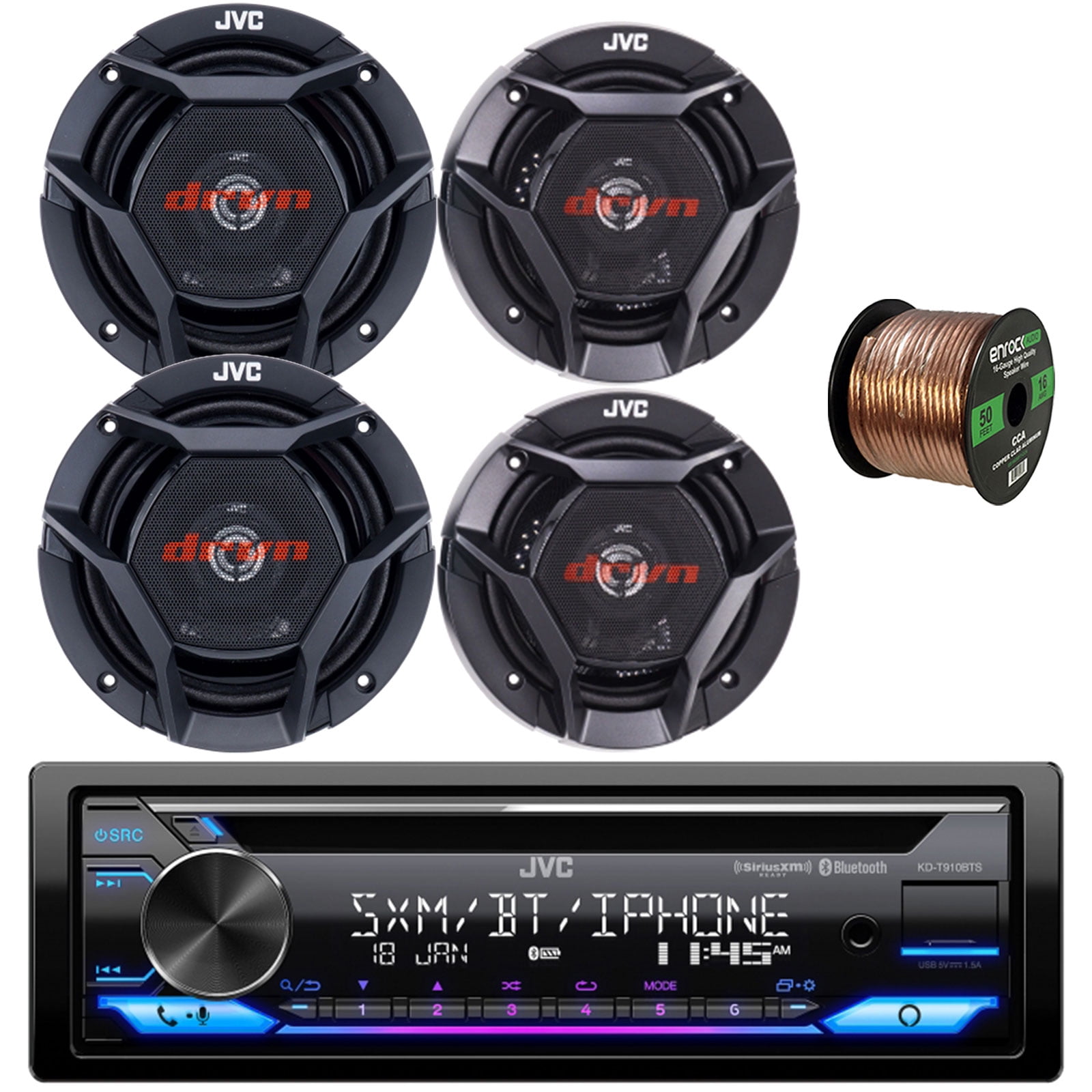 JVC KDT910BTS Single DIN CD Player Bluetooth USB AUX AM/FM Radio