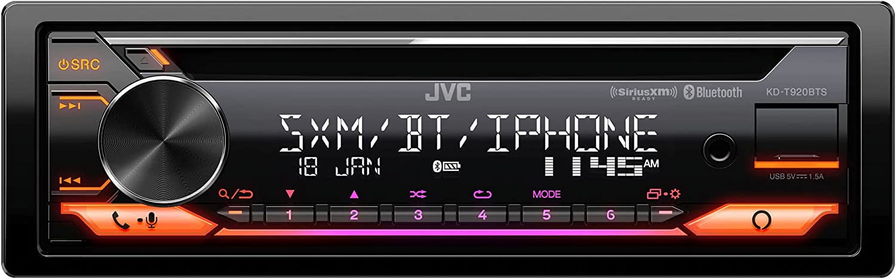 JVC KDT920BTS Car Stereo with Bluetooth, Front USB, AUX, Amazon Alexa