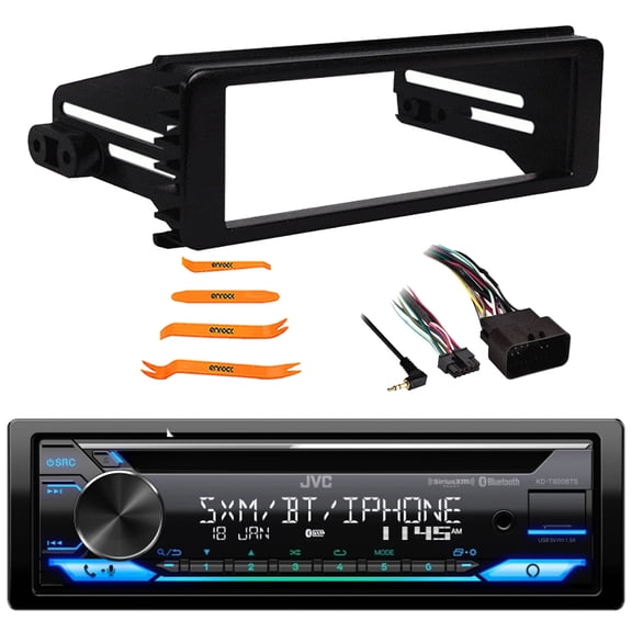 JVC KD-T920BTS Single DIN Bluetooth USB/AUX CD Player AM/FM Multimedia Amazon Alexa Built-In Stereo Receiver, Pry Tool Set, Stereo Installation Kit for select 1998-2013 Harley Davidson Motorcycles