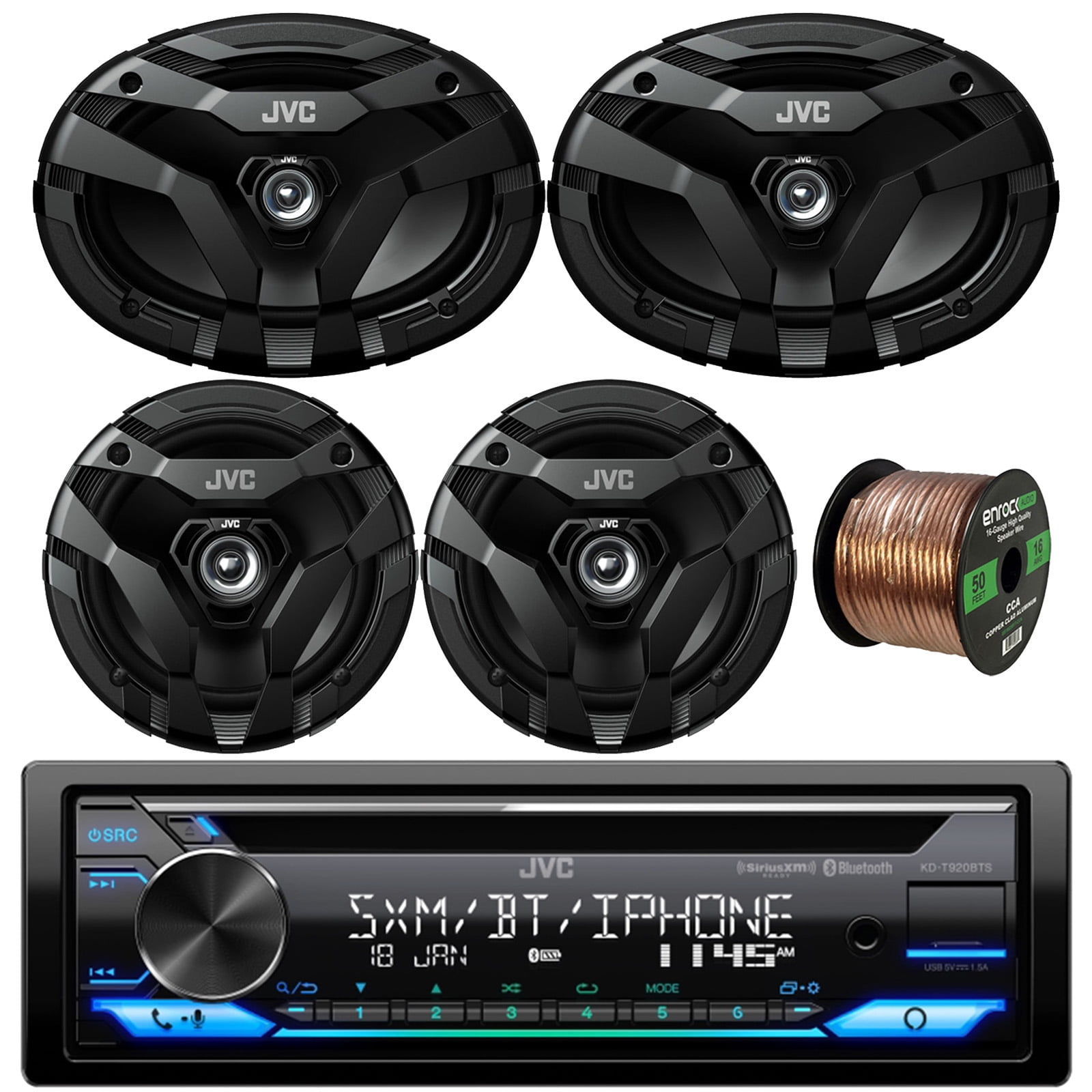 JVC KDT920BTS Single DIN InDash CD Player Bluetooth USB AUX AM/FM