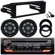 JVC KD-T925BTS Single DIN Bluetooth USB/AUX CD Player AM/FM Radio SiriusXM Ready Stereo Receiver w/Install Kit, 2x 6.5" 120W Max Weather-Proof Coaxial Speakers w/Adapters Bundle Fits 1998-2013 HD