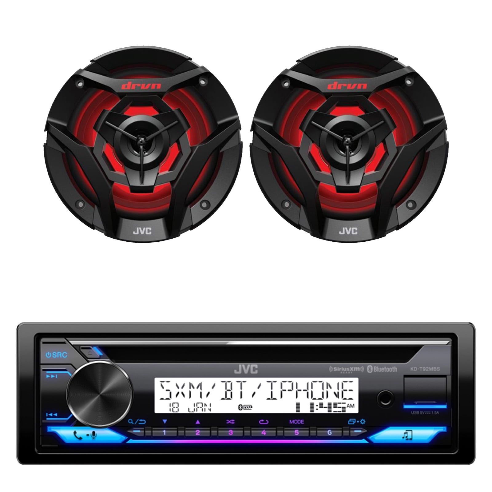 JVC - Haut-Parleurs Marine MotorSports, Coaxiaux à 2 Voies, 6.5 Pouces, 260W, Noir