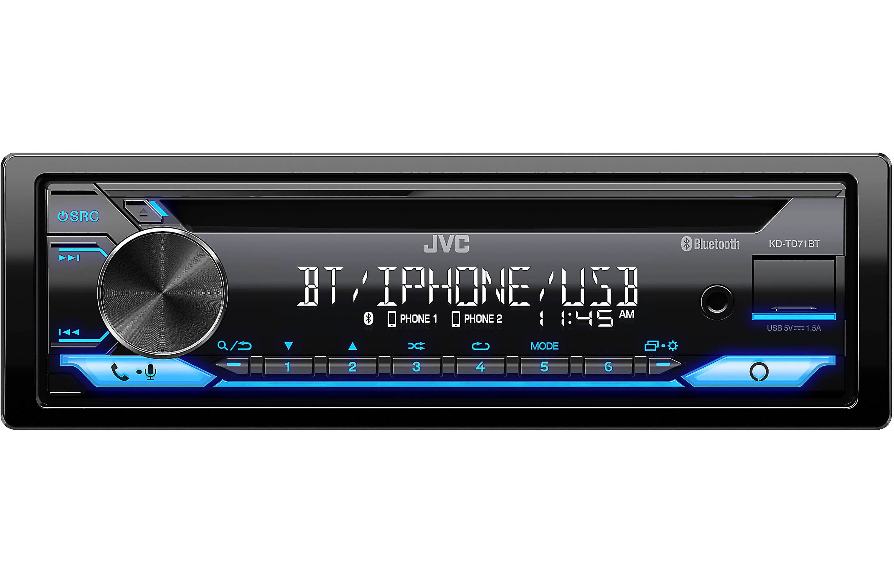 JVC KD-TD71BT - CD Receiver Featuring Bluetooth, Front USB, AUX, Amazon Alexa