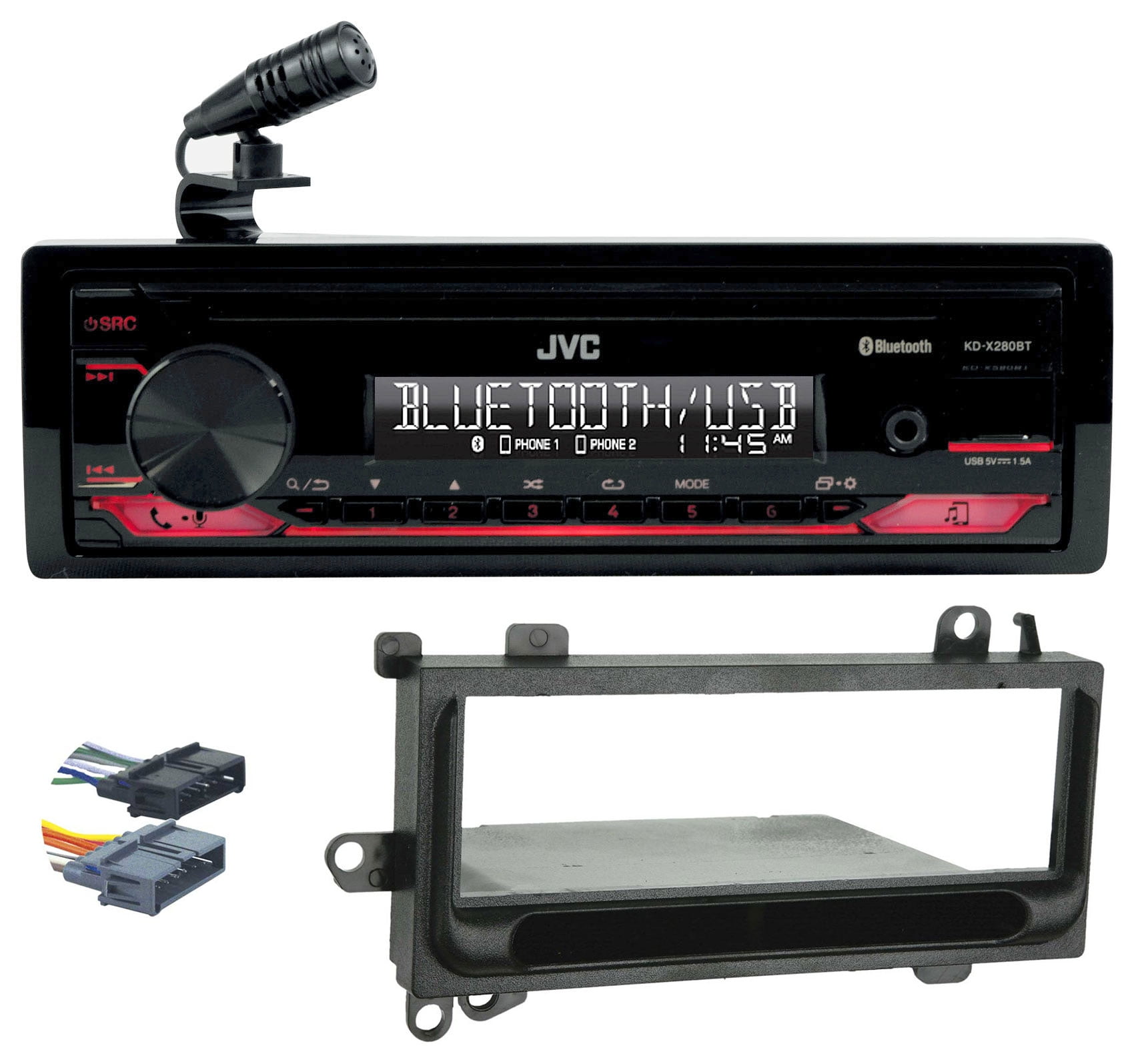 JVC KD-X280BT Bluetooth Receiver w/USB/13-Band EQ Fits 97-02 JEEP WRANGLER TJ