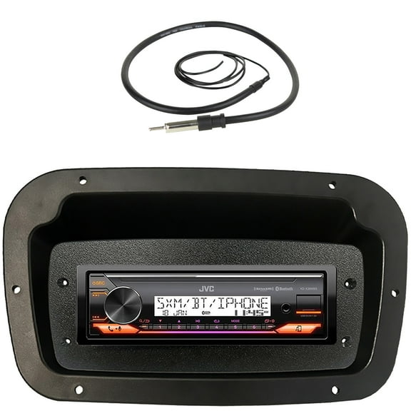 JVC KD-X38MBS Single-DIN Marine Bluetooth USB/AUX LED AM/FM Stereo SiriusXM Ready Receiver W/Spa bezel for Single-DIN Radio + Adapter Plate for Single-DIN Cutouts With Flexible 22" Radio Antenna