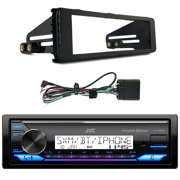 JVC KD-X38MBS Single DIN with Enrock 98-2013 Harley Motorcycle Install Single Din Installation Kit
