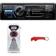 JVC KD-X560BT Marine Powersports Audio Media Receiver + Eton FRX2 AM/FM/NOAA Emergency Weather Alert Radio Bundle. 45W x 4, Bluetooth, DSP, 13 Band EQ, Rear Camera Input, 5 Ch Preamp Output, Crossover