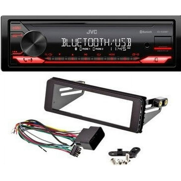 JVC KD-XD28BT Single DIN Digital Media Receiver Bluetooth and Harley Davidson Single DIN Dash Kit 1998-2013