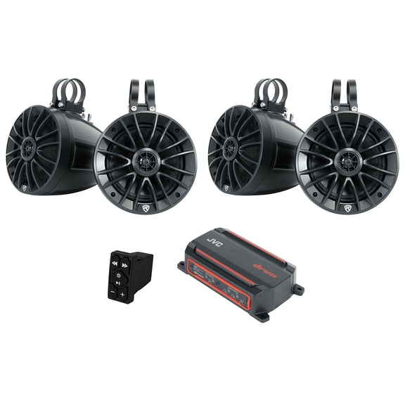 JVC KS-DR2004D 4-Ch. ATV/UTV Amplifier+(4) Tower Speakers+Bluetooth Controller