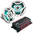thumbnail image 1 of JVC KS-DR2004D 4-Channel Compact Digital Amplifier 50W RMS x 4 @ 4 ohms with 2 Pairs CS-DR621MWL 6.5" Marine Speakers w/ White Grills and LED lighting for Car, Marine, UTV and Motorcycle, 1 of 8