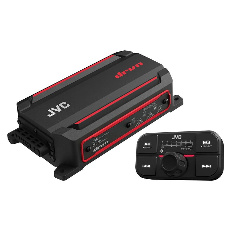 JVC KS-DR2104DBT DRVN DR Series 600W 4-Channel Compact Marine/Powersports  Class D Amp with Bluetooth and Remote