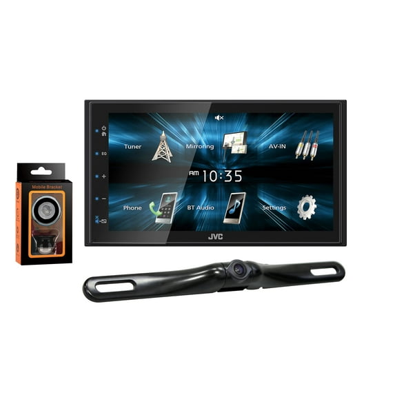 JVC KW-M150BT Digital Media Receiver Fixed 6.8" Touchscreen Monitor + Absolute Rearview Camera & Magnet Phone Holder