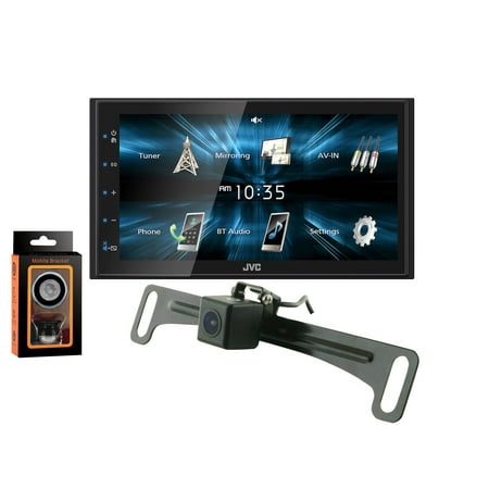 JVC KW-M150BT Digital Media Receiver Fixed 6.8" Touchscreen Monitor + Absolute Rearview Camera & Magnet Phone Holder