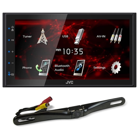 JVC KW-M180BT Bundle: 6.8 in Bluetooth Car Monitor Receiver with USB Android Mirroring, Rockville RBC5B Camera, 2-items