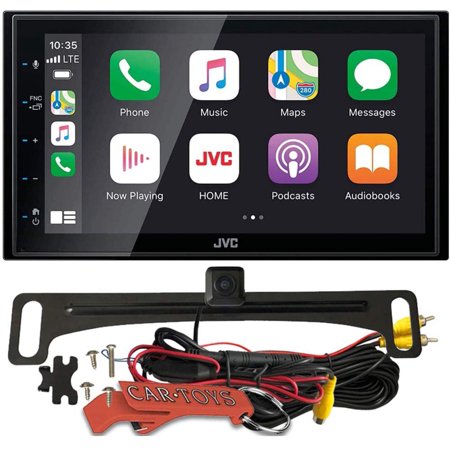 JVC KW-M56BT Apple CarPlay/Android Auto 6.8" SiriusXM Ready Car Stereo Receiver with Backup Camera, 2-DIN Head Unit Bundle