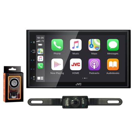 JVC KW-M56BT Digital Multimedia Receiver w/ fixed 6.75" Touchscreen Monitor+Absolute CAM600 Rearview Camera & Magnet Phone Holder