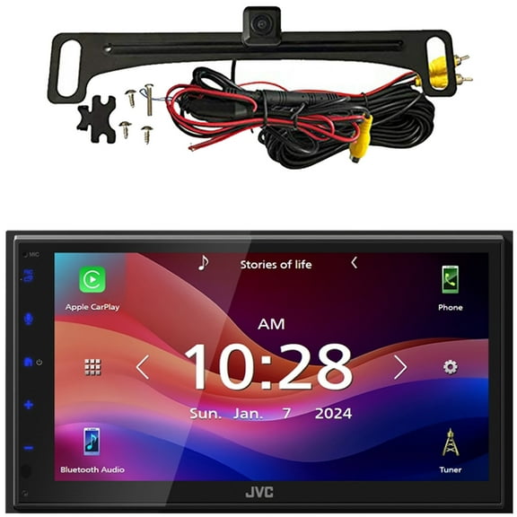JVC KW-M690BW 6.8" Capacitive Monitor Single-DIN Bluetooth USB/MP3 Digital Media Shallow Chassis Multimedia Receiver, License Plate Backup Camera W/Parking Lane Display Option & High Light Sensitivity