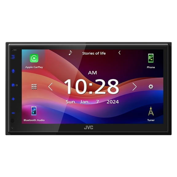 JVC KW-M695BW 6.8-In. Car In-Dash Unit, Double-DIN Digital Receiver with WSVGA Touch Screen, Wireless Android Auto/Apple CarPlay, and SiriusXM Ready, KW-M695BW