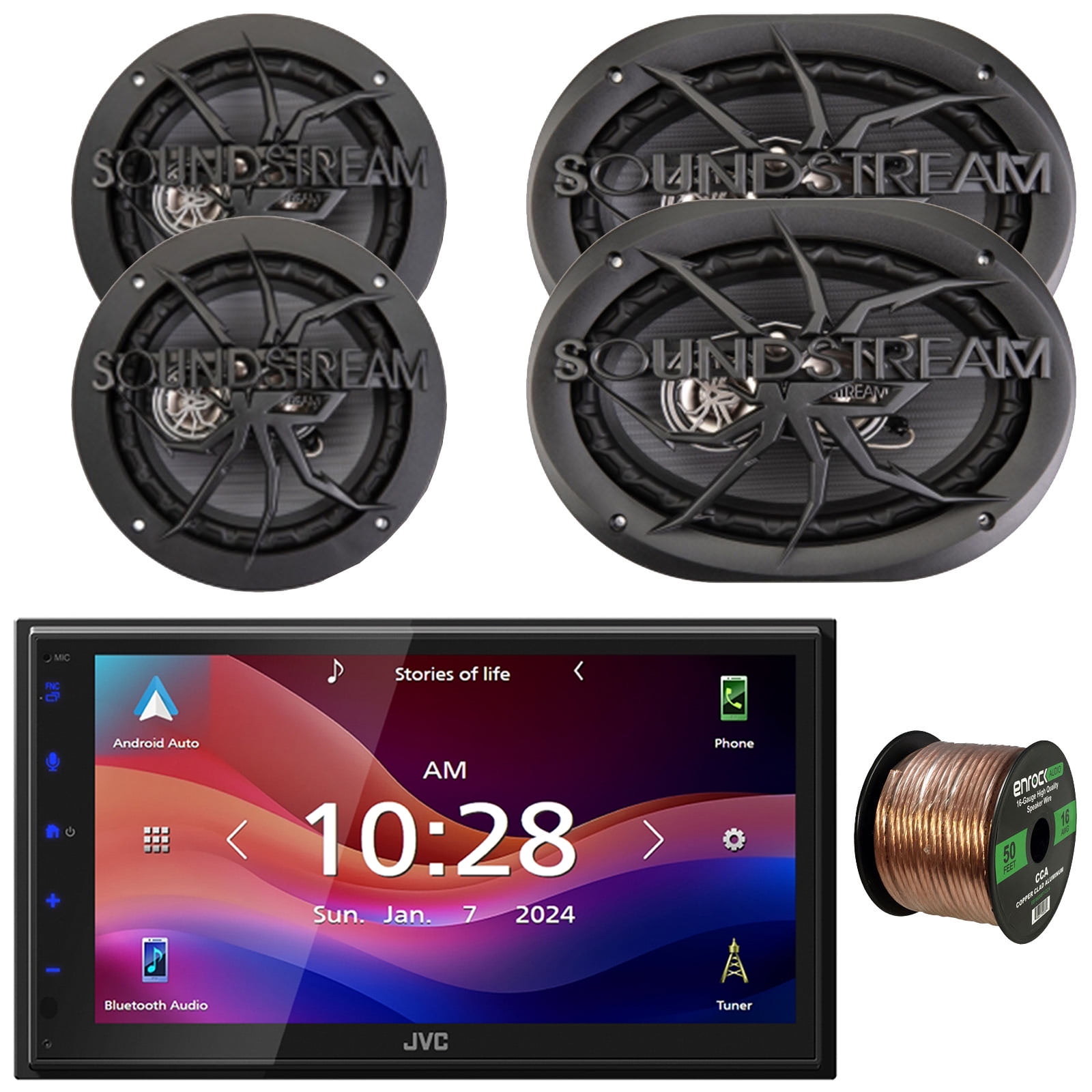 JVC KW-M695BW WSVGA LCD Display Single-DIN Bluetooth USB/MP3