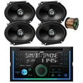 thumbnail image 1 of JVC KW-R940BTS Double DIN Bluetooth USB AUX AM/FM Stereo CD Player Receiver Bundle Combo with 4x 6x8" 2-Way Coaxial 300 Watts Max Power Automotive Car Audio Speakers and 16G Speaker Wire, 1 of 4