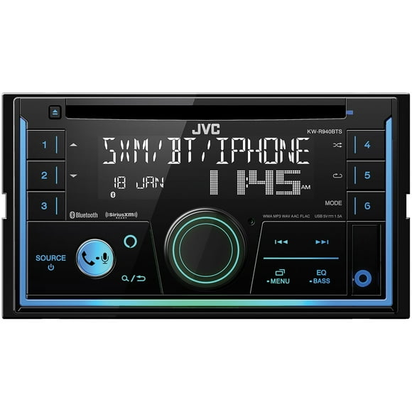 JVC KW-R940BTS Double-Din in-Dash CD Receiver with Bluetooth, Built-in Smart Voice Assistant, and SiriusXm Ready