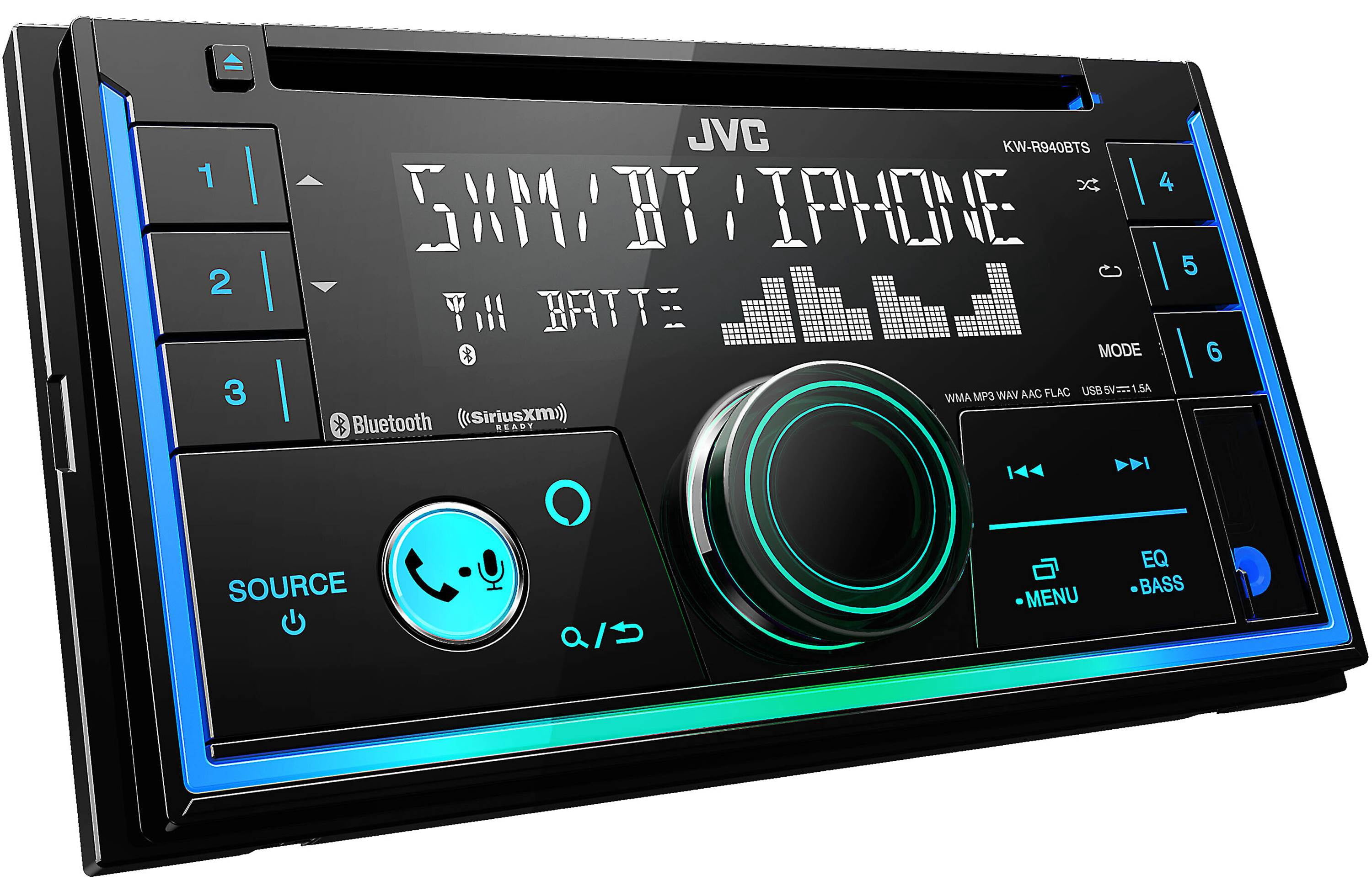JVC KW-R950BTS Double DIN Bluetooth Stereo Receiver, Built-in Alexa, CD ...