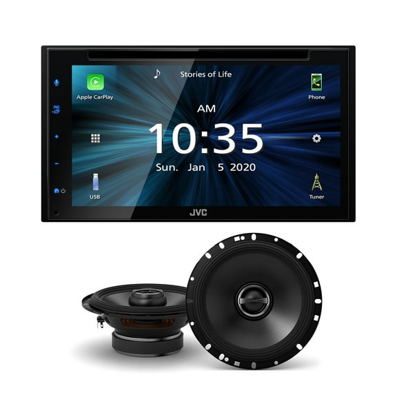 JVC KW-V660BT 6.8" Touchscreen Receiver Compatible with Apple CarPlay & Android Auto Bundled with a Pair of S-S65 6.5" Coaxial Speakers