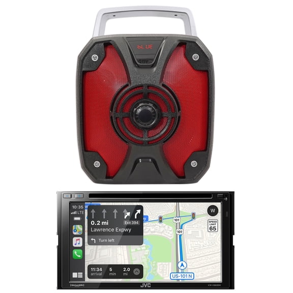 JVC KW-V960BW Bundle: 6.8 Inch Wireless CarPlay Android Auto DVD Receiver, Rockville ROCKBOX Bluetooth Speaker, 2-items