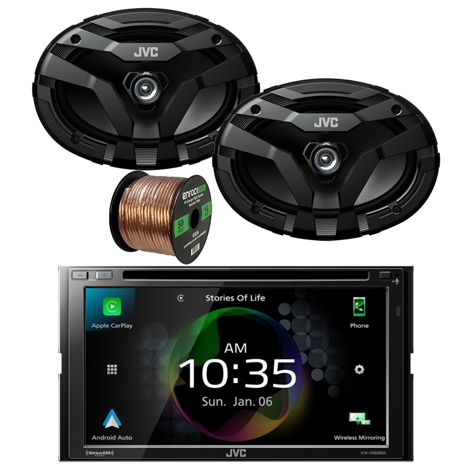 JVC KW-V960BW Double DIN AM/FM Radio Dual USB Bluetooth CD/DVD Player ...