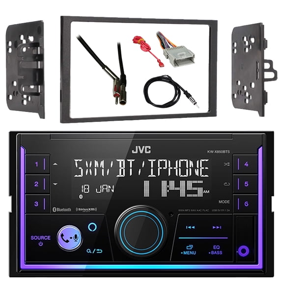 JVC KW-X850BTS Double DIN USB/AUX Bluetooth AM/FM Stereo Digital Media Receiver with 22" Antenna, Antenna Adapter, Wiring Harness, Radio Install Kit For Select 98-Up GM Vehicles