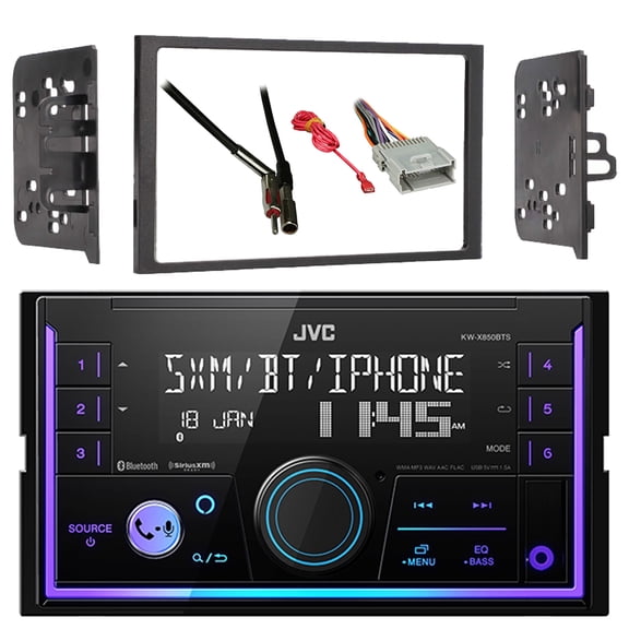 JVC KW-X850BTS Double DIN USB/AUX Bluetooth AM/FM Stereo Digital Media Receiver with Antenna Adapter, Wiring Harness, Radio Install Kit For Select 98-Up GM Vehicles