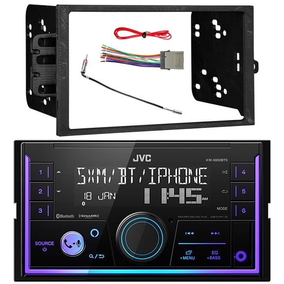JVC KW-X850BTS Double DIN USB/AUX Bluetooth AM/FM Stereo Digital Media Receiver with Wiring Harness, Antenna Adapter and Radio Install Dash Kit For Select 2000-Up GM Vehicles