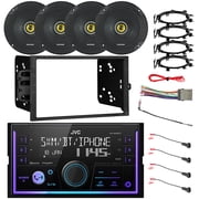 JVC KW-X850BTS Double DIN USB/AUX Bluetooth AM/FM Stereo Receiver, 4x Kicker CSC65 6.5" 300W Speakers w/Adapters, Radio + Speaker Harness, Antenna Adapter, Install Kit For Select 95-Up GM Vehicles