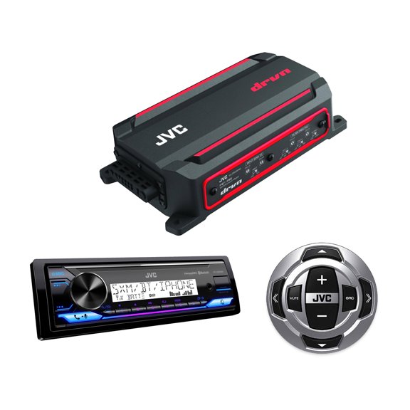 JVC Marine Bluetooth Stereo + 4-Ch Amp + Wired Remote