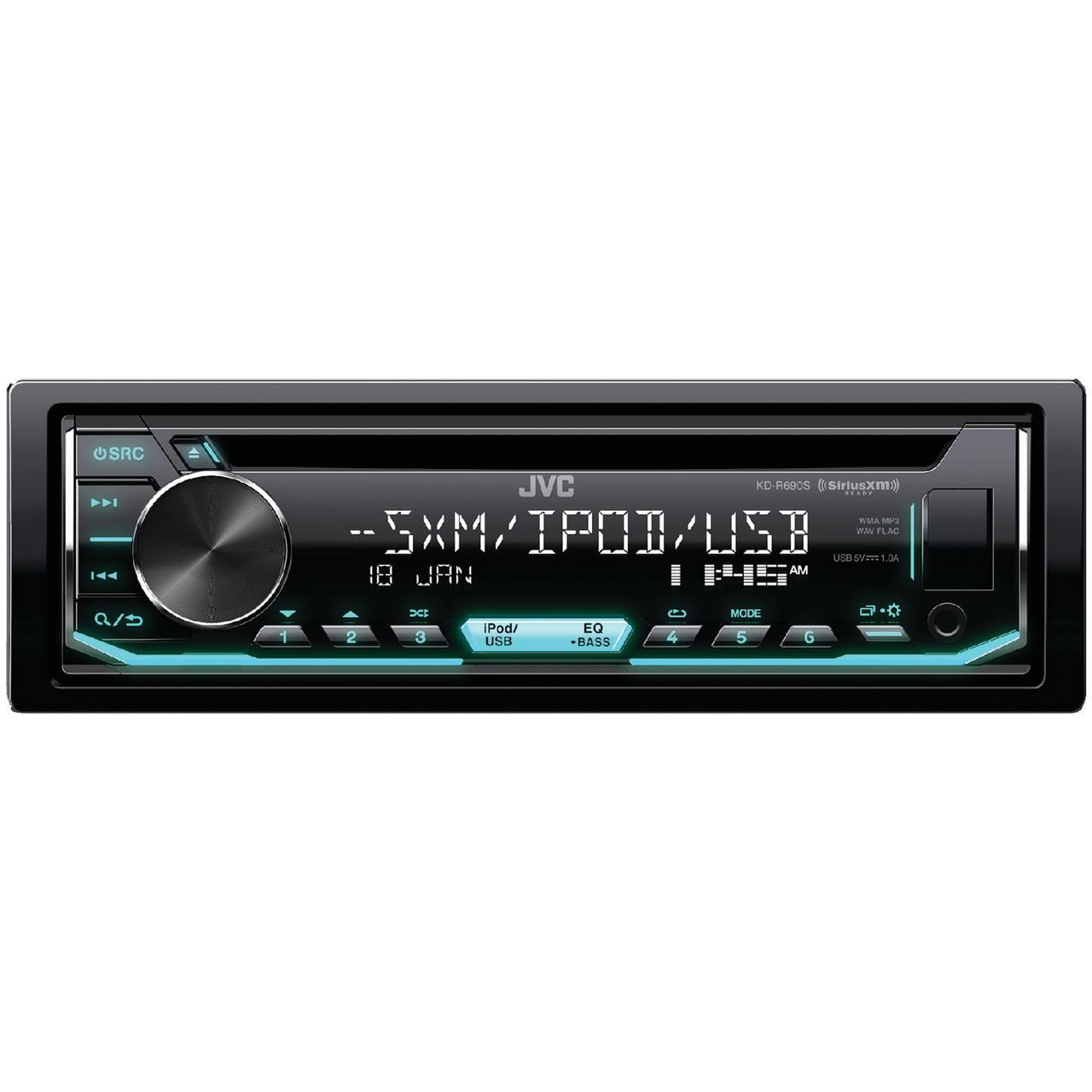 JVC Mobile KD-R690S Single DIN In-Dash AM/FM CD Receiver with Bluetooth and  SiriusXM Ready
