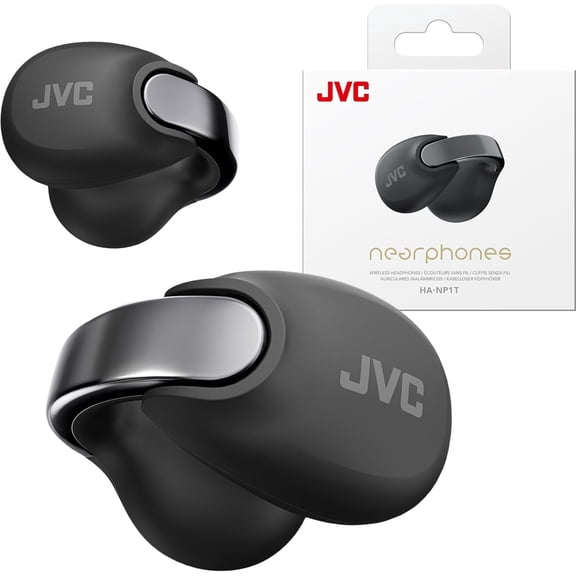 JVC Nearphones Open Ear True Wireless Headphones - Open Ear Earbuds - Bluetooth 5.3-24H Playback - IPX4 Water Resistant - Built-in Mic - Awareness & Comfort - Ear Clip Earbuds - HANP1T