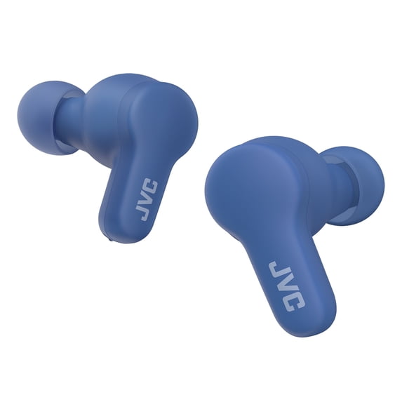 JVC New Gumy True Wireless Earbuds Headphones, Long Battery Life (up to 24 Hours), Sound with Neodymium Magnet Driver, Water Resistance (IPX4) - HAA7T2A (Blueberry Blue)