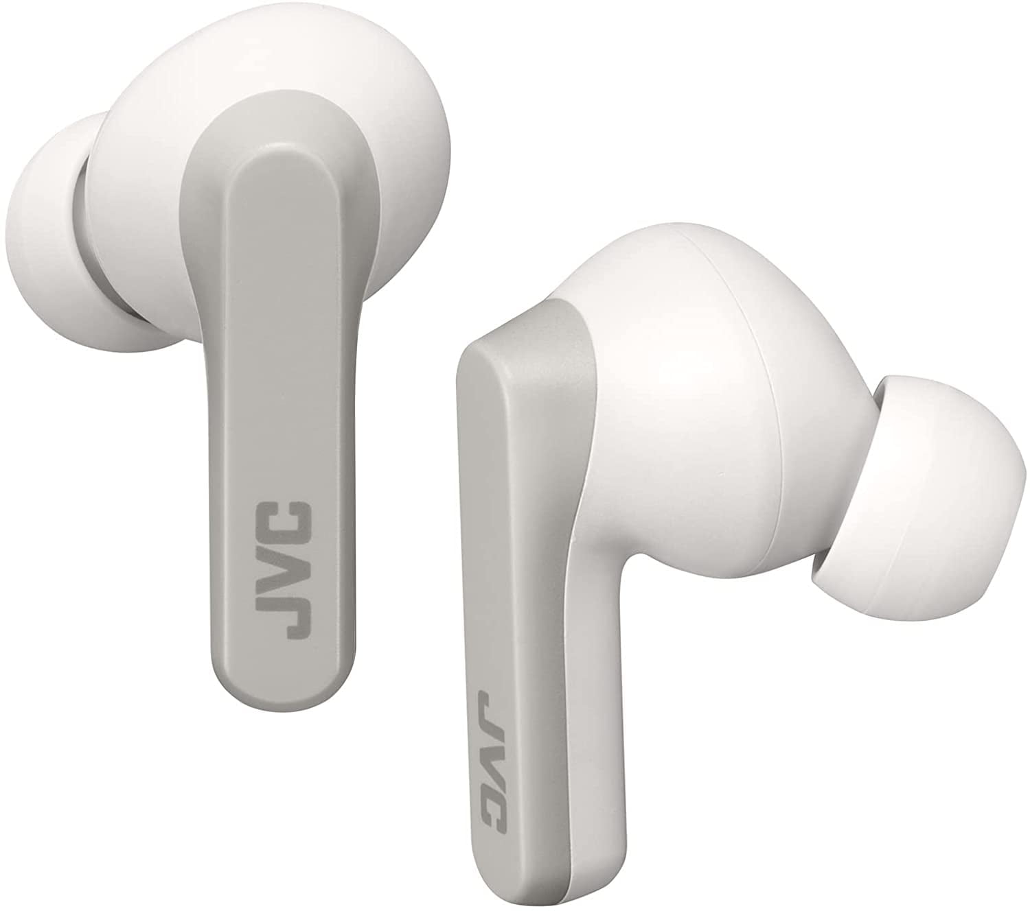 JVC RIPTIDZ True Wireless Headphones with Touch Sensor Operation, Single Ear use, IPX5, Bluetooth 5.1, Long Battery Life with Charging Case (up to 30 Hours) - HAA9TW (White)