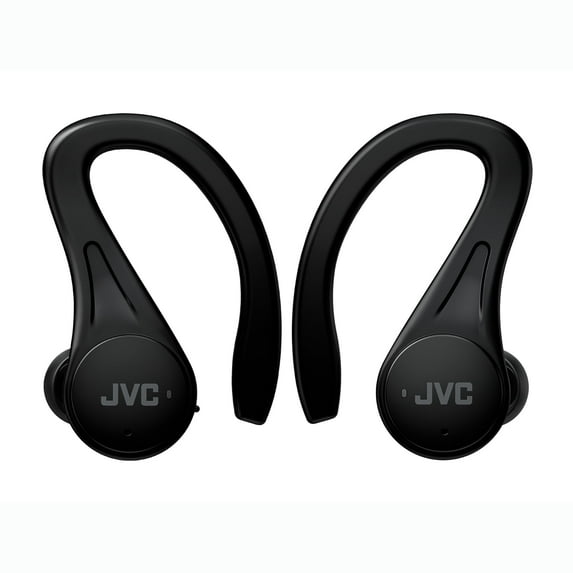 JVC Sport True Wireless Earbuds Headphones, Lightweight and Compact, Long Battery Life (up to 30 Hours), Sound with Neodymium Magnet Driver, Water Resistance (IPX5) - HAEC25TB (Black), Small