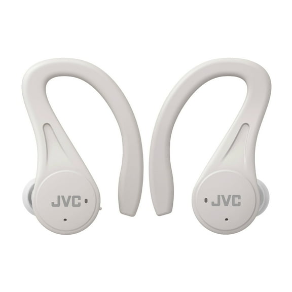 JVC Sport True Wireless Earbuds Headphones, Lightweight and Compact, Long Battery Life (up to 30 Hours), Sound with Neodymium Magnet Driver, Water Resistance (IPX5) - HAEC25TW (White)