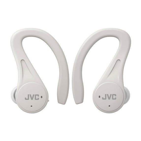JVC Sport True Wireless Earbuds Headphones, Lightweight and Compact, Long Battery Life (up to 30 Hours), Sound with Neodymium Magnet Driver, Water Resistance (IPX5) - HAEC25TW (White)