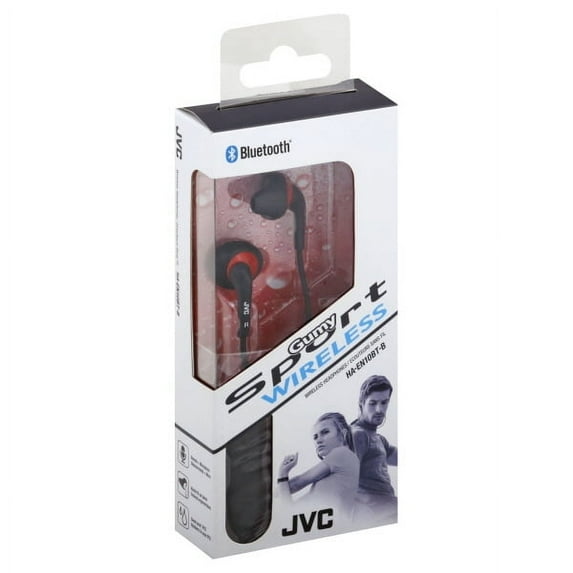 JVC Sweatproof Wireless In-Ear Earbuds, Black, HAEN10BTB